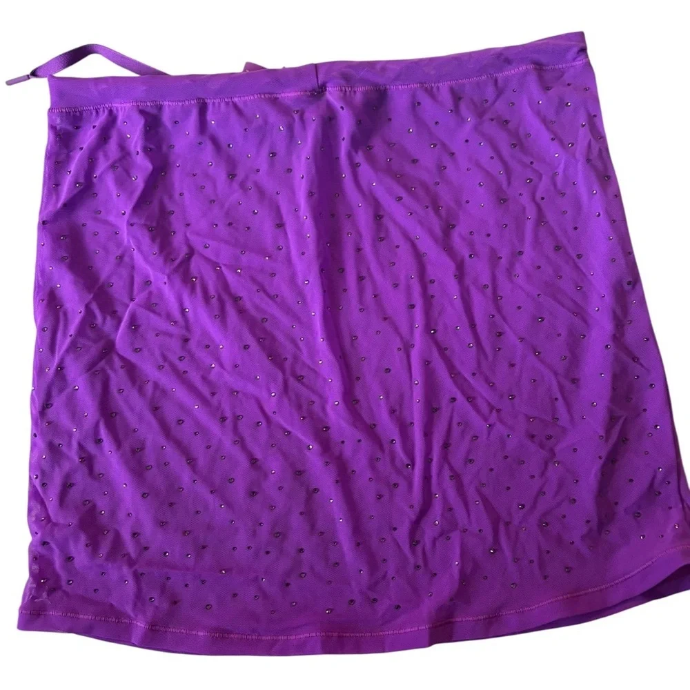SKIMS Mesh Rhinestone Swim Cover-Up Mini Skirt Violet Size S NWT